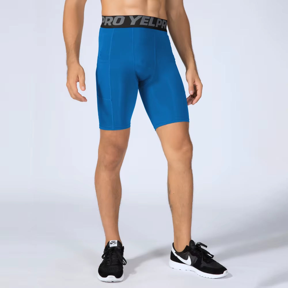 Sports Shorts Men Compression Running Shorts with Pocket Quick Dry Workout Gym Shorts Fitness Sport Leggings for Men