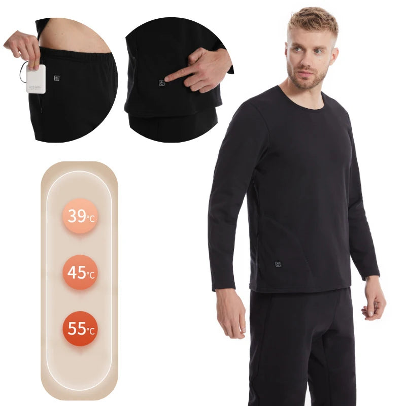 30 Zones Heating Heated Underwear Women Men Motorcycle Jacket USB Electric Heating Underwear Fleece