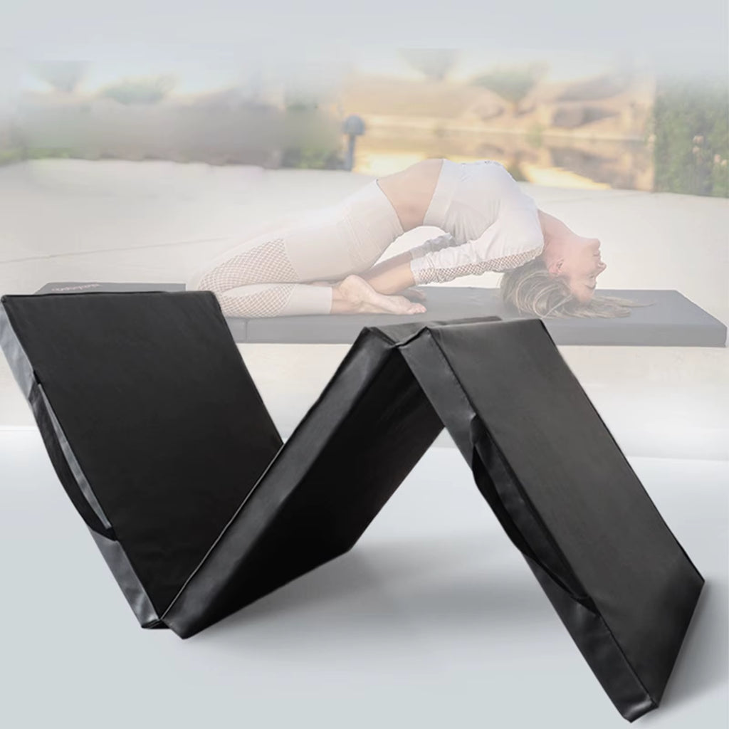 Three Fold Folding Exercise Mat Protective Flooring Home Gym Adult with Carrying Handle for Yoga Outdoor Indoor Tumbling