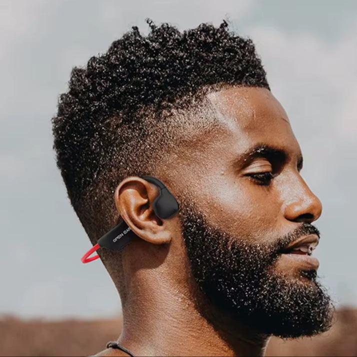 All Ture Bone Conduction Earphones Bluetooth Wireless Headphones Sport Headset with HD Clear Mics for Running Driving