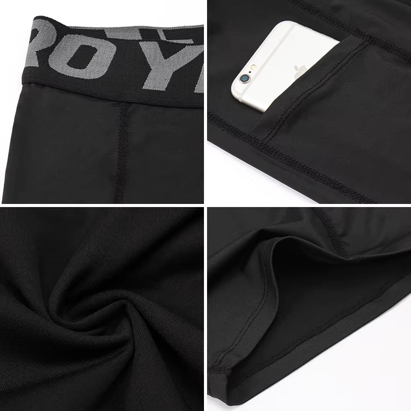 Sports Shorts Men Compression Running Shorts with Pocket Quick Dry Workout Gym Shorts Fitness Sport Leggings for Men