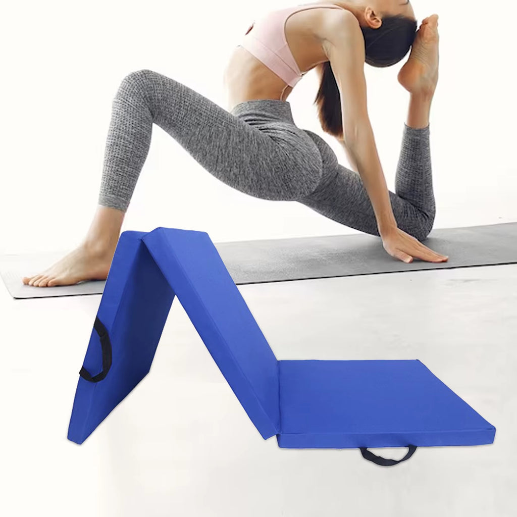 Three Fold Folding Exercise Mat Protective Flooring Home Gym Adult with Carrying Handle for Yoga Outdoor Indoor Tumbling
