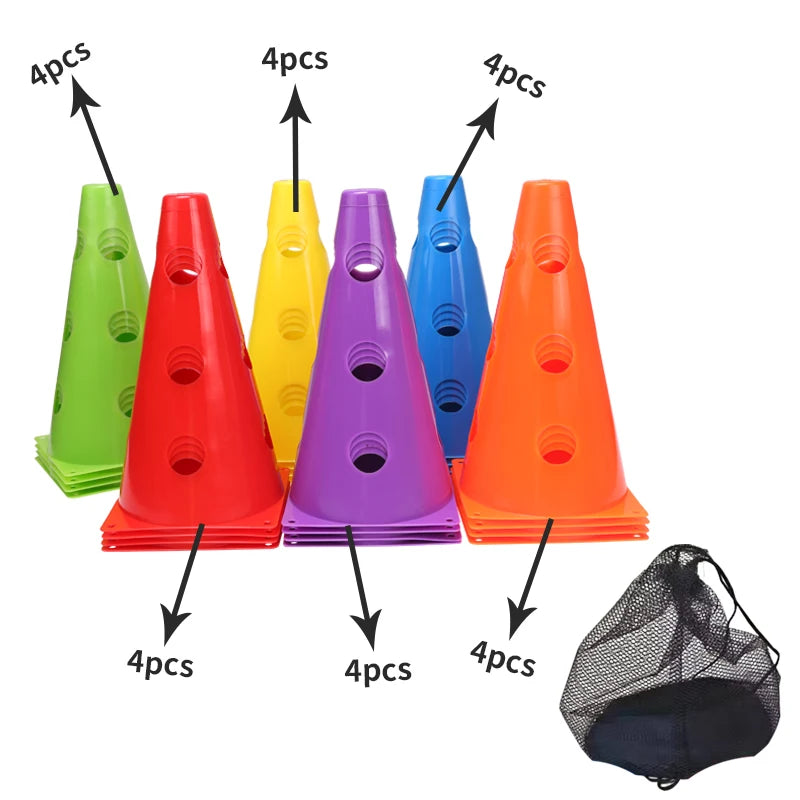 12PCS 18PCS 24PCS 30PCS 36PCS Durable Mark Cones Football Agility Training Sport with Hole