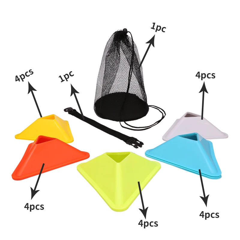 20PCS 40PCS Football Training Disc Triangle Soccer Practice Field Sports Agility Training Cone Portable Equipment for Adult