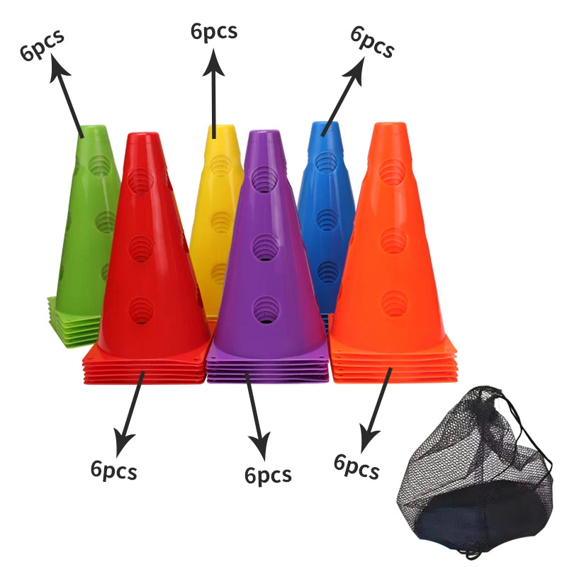 12PCS 18PCS 24PCS 30PCS 36PCS Durable Mark Cones Football Agility Training Sport with Hole