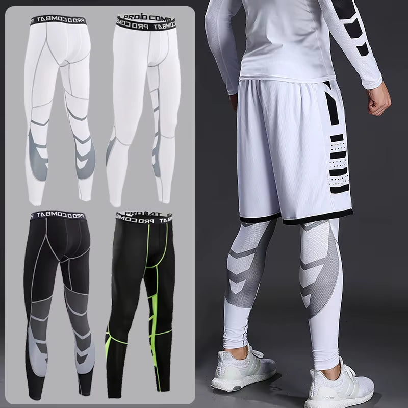 Men'S Compression Pants Cycling Running Basketball Soccer Elasticity Sweatpants Fitness Tights Legging Trousers Rash Guard Gym