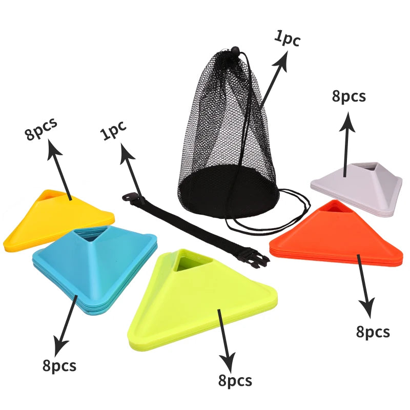 20PCS 40PCS Football Training Disc Triangle Soccer Practice Field Sports Agility Training Cone Portable Equipment for Adult